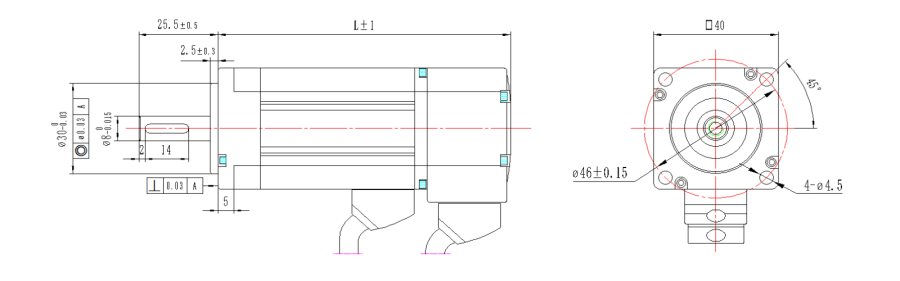 40系列伺服電機機械尺寸圖